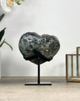 Natural Amethyst Stone Heart Carving with Stand - HST0309
