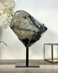 Deep Purple Amethyst Geode with Green Jasper Shell on Metal Stand - MWS2711