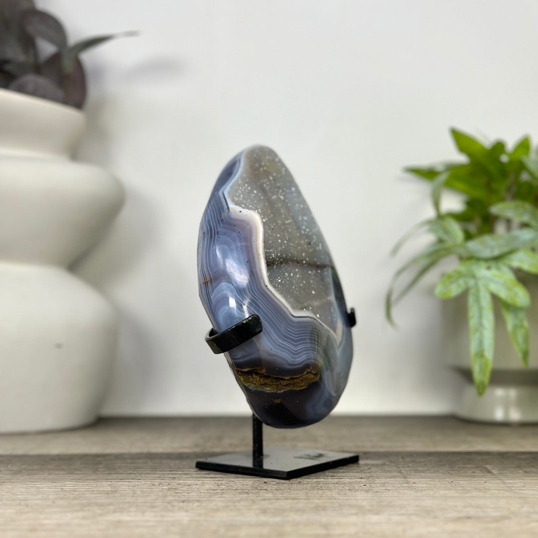 Blue Agate Geode with Rainbow Quartz Druzy Geode - MWS3328