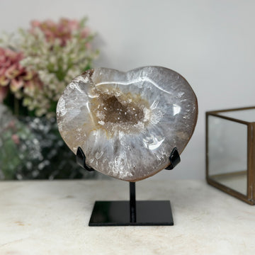 Natural Yellow Quartz Stone Heart, Stand Included - HST0182