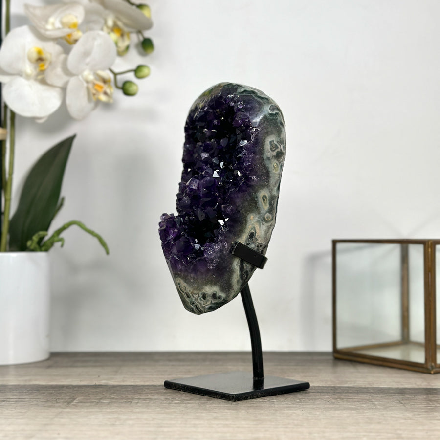 Deep Purple Uruguayan Amethyst Geode on Metal Stand - MWS2774