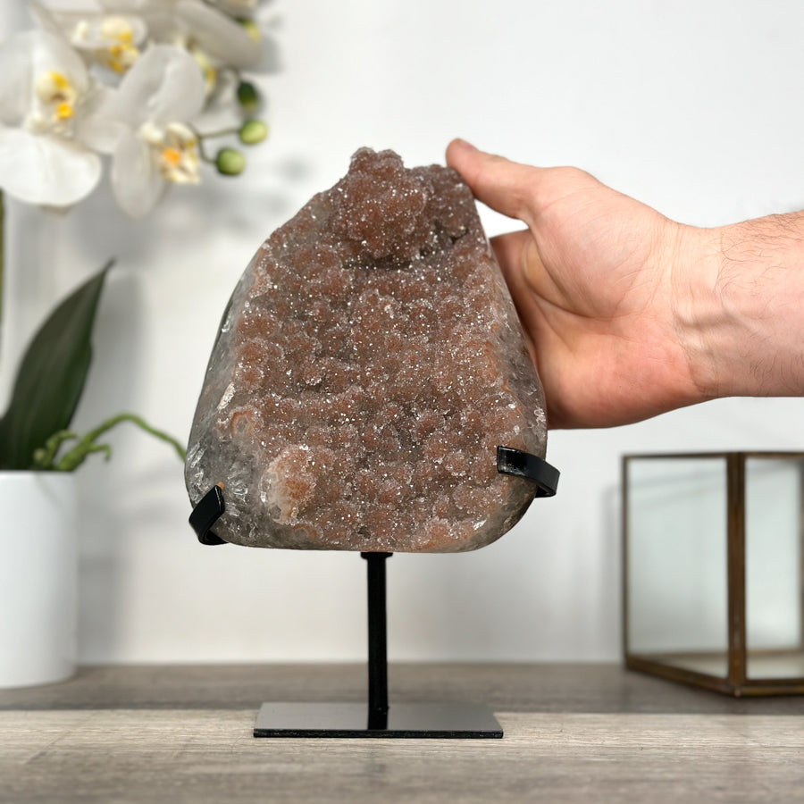 Orange Tone Crystal Cluster with Sparkling Formation on Stand for Home Decor - MWS2625