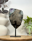 Unique Natural Amethyst & Green Jasper Specimen on Metal Stand - MWS3068