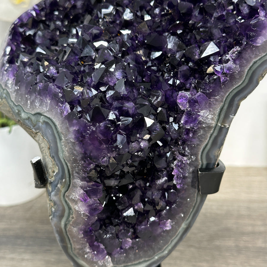 Natural Amethyst Crystal Specimen With Blue Banded Agate – Unique Purple Display Piece for Home Decor - MWS2502