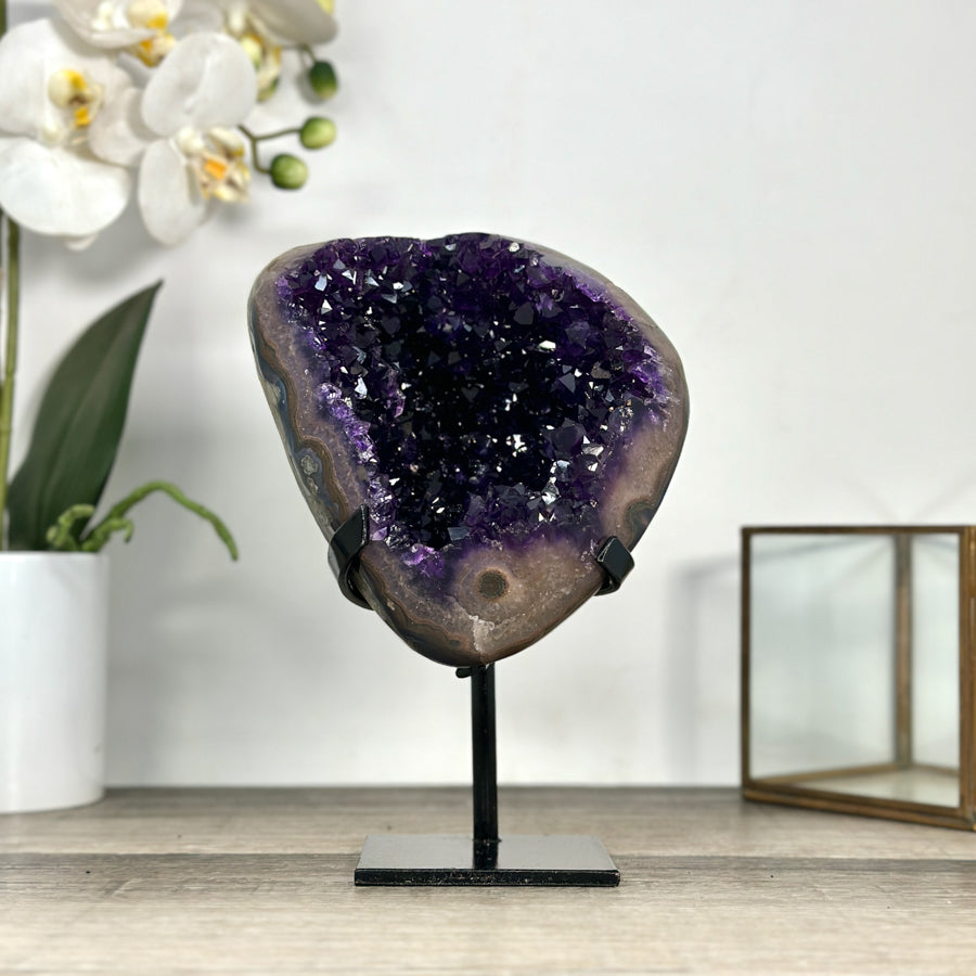 Deep Purple Amethyst Geode With Metal Stand - MWS2768