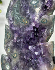Amethyst Leaf Carving on Stand with Deep Purple Crystals - MWS2813