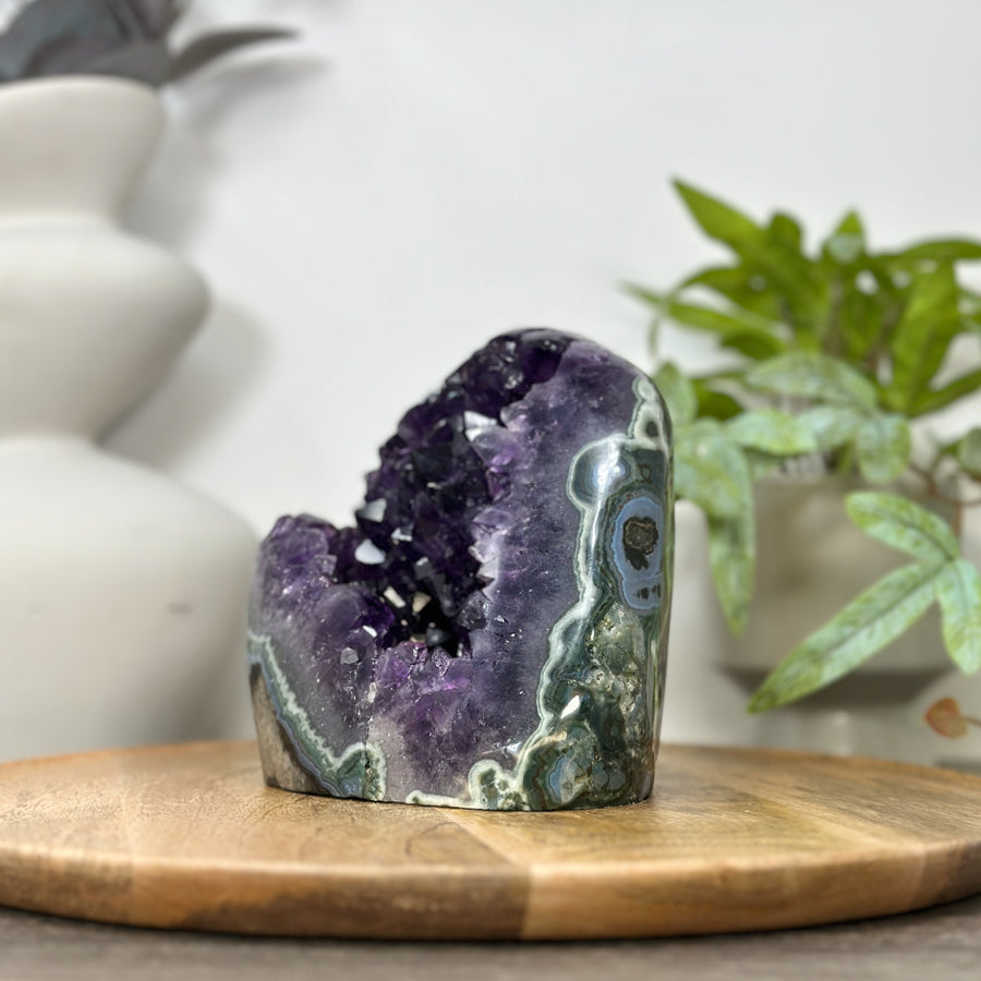 Deep Purple Deep Purple Amethyst with Green Jasper Shell - CBP1295