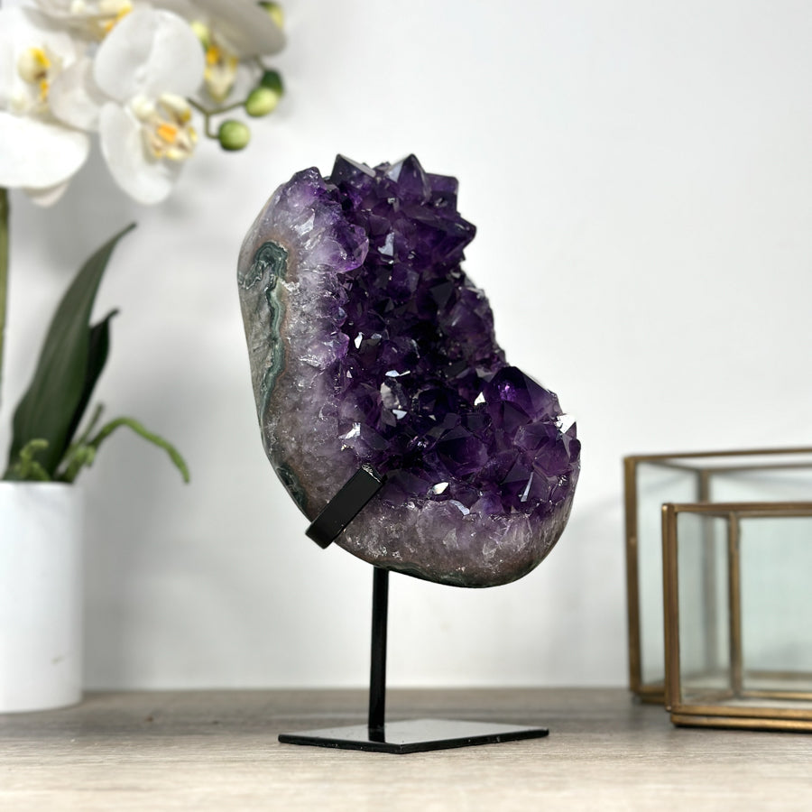 Natural Amethyst Crystal Cluster with Large &amp; Shinny Crystals - MWS2177
