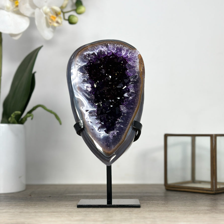Natural Agate &amp; Amethyst Geode, Stand included - MWS2173