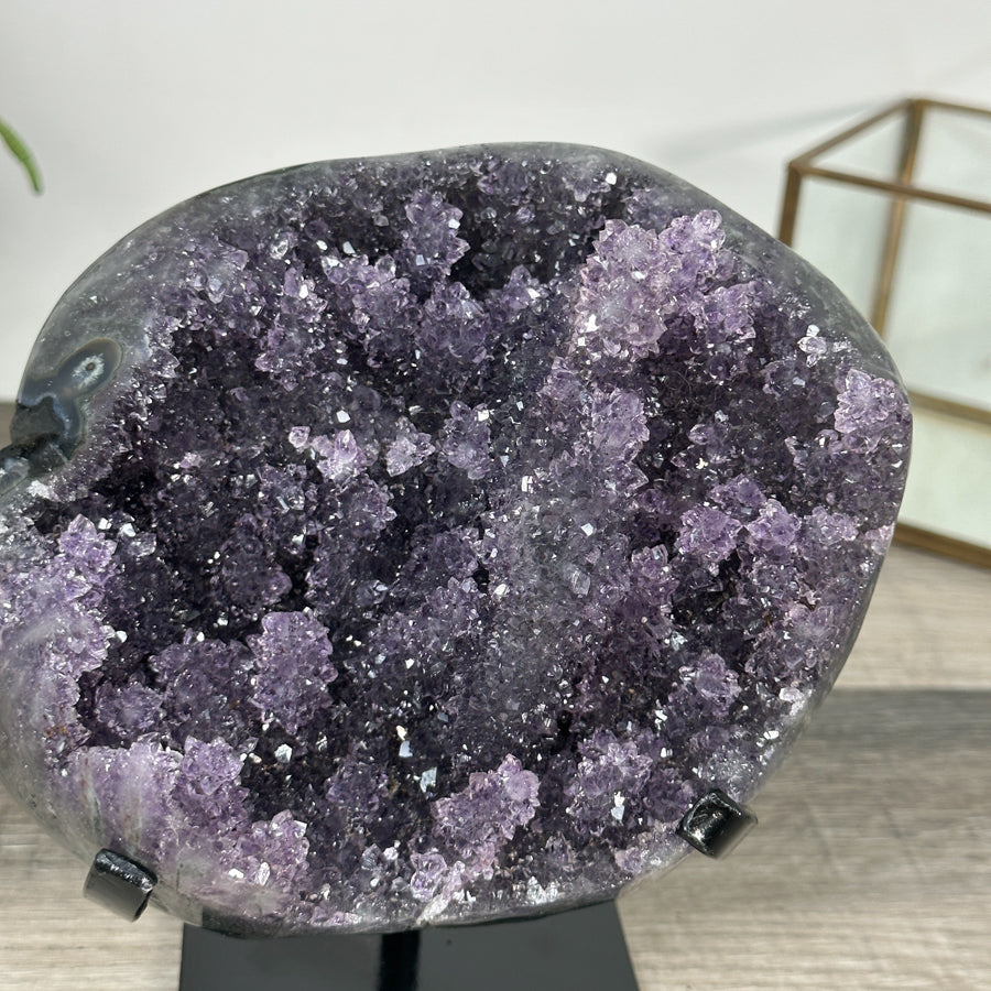 Deep Purple Amethyst Geode on Elegant Stand - MWS2765