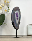 Agate & Amethyst Geode Slice on Metal Stand - MWS2921