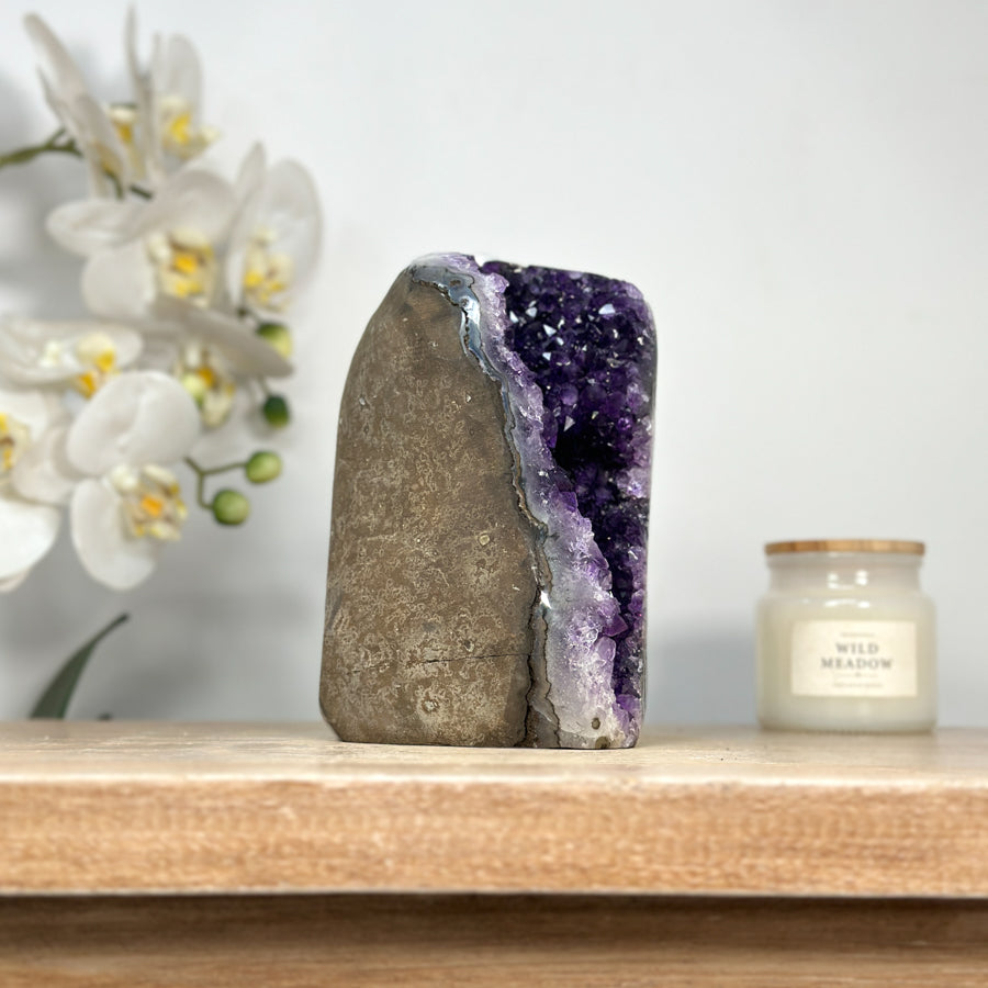 Deep purple Amethyst Geode - Cuted Self Standing Base - CBP1133