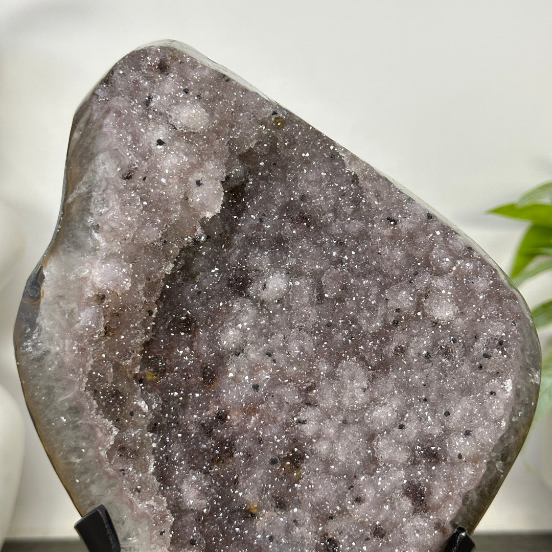 Unique Natural Sugar Amethyst Crystal Geode on Stand - MWS3383