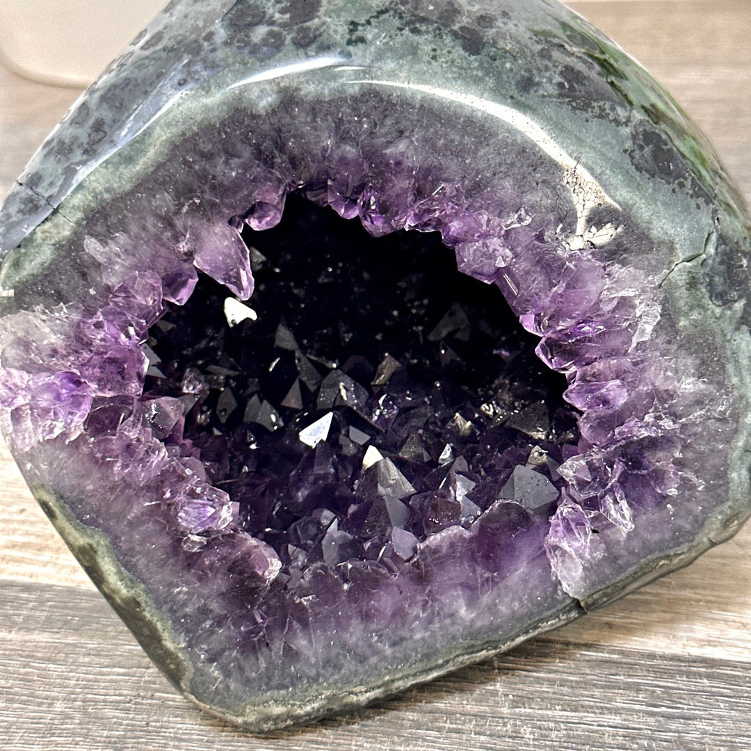 Natural Amethyst Geode with Green Jasper Shell - STGE0092