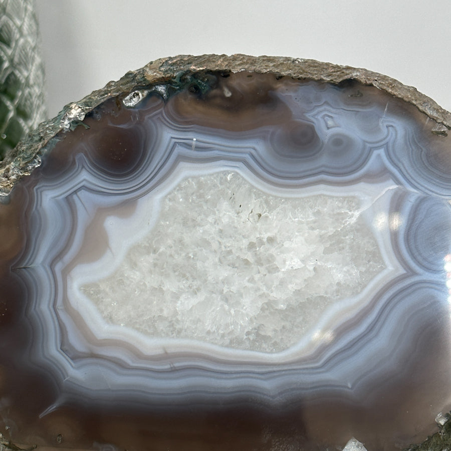 Natural Agate &amp; Quartz Stone Slice for Home Decor - SLC0016