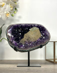 Amethyst Geode with Calcite Centerpiece on Stand for Collector Display - MWS2612