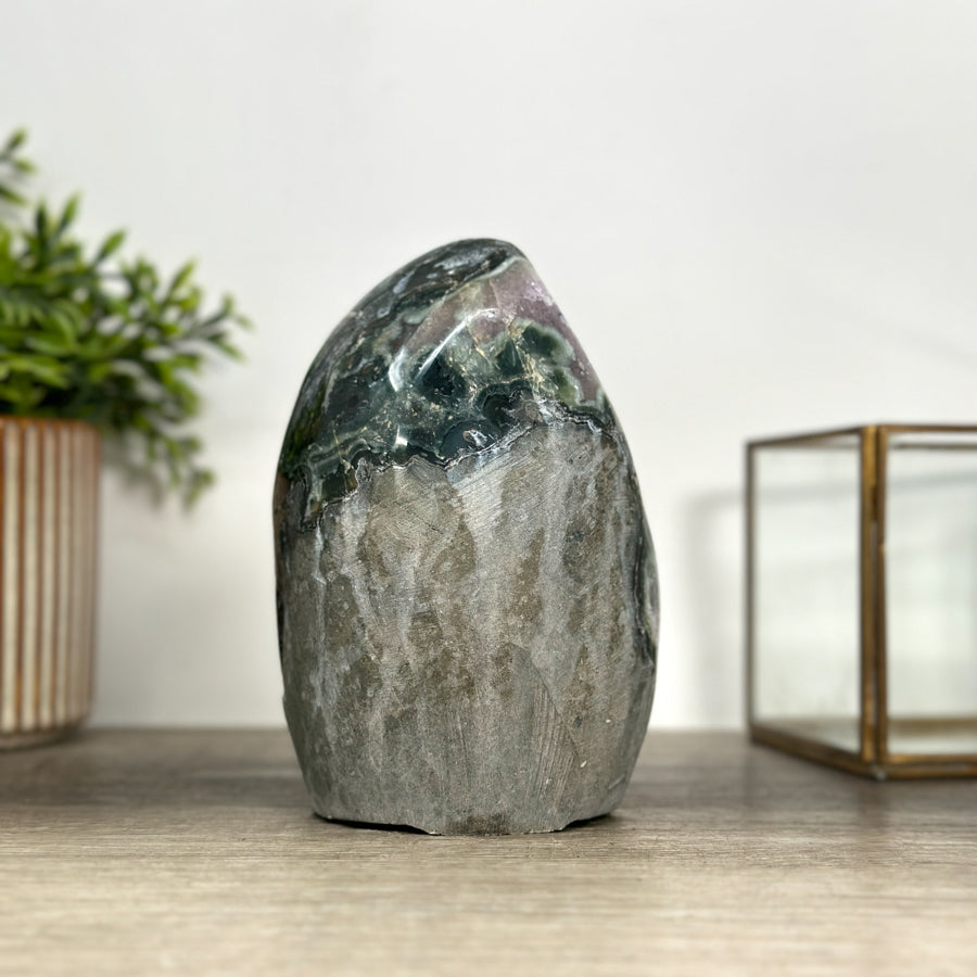 Amethyst Cathedral with Green Jasper Shell - CBP1174