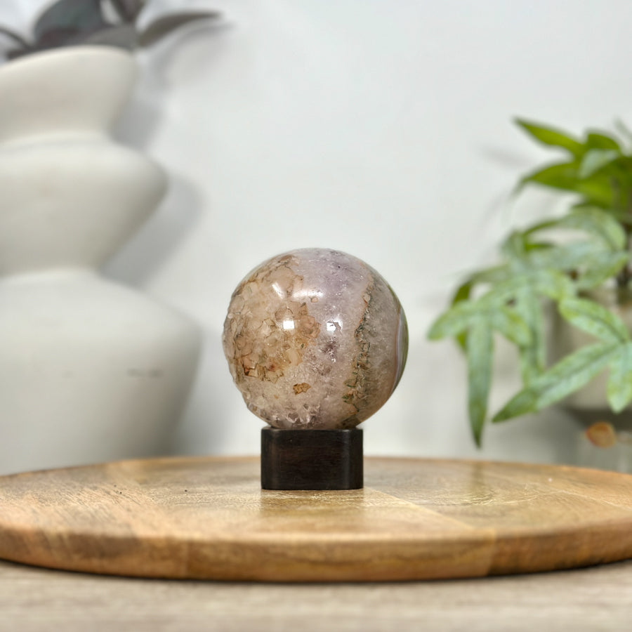 Quartz &amp; Agate Sphere Geode with Crystal Cavity - SPH0208