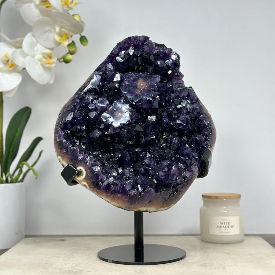 Large Top Quality Amethyst Stone Specimen, Deep Purple Color &amp; Shinny Crystals - MWS1429