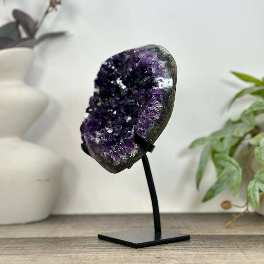 Deep Purple Natural Amethyst Geode with Stand - MWS3232