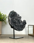 Black Amethyst on Metal Stand – Unique Statement Decor Piece - MWS2405