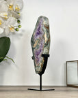 Amethyst, Quartz & Green Jasper Slice on Metal Stand - MWS2924