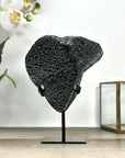Black Amethyst Cluster on Metal Stand - MWS2849