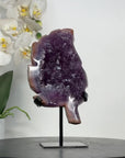 Amethyst & Jasper Stone Leaf Carving with Metal Stand - MWS2808