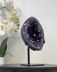 Top Grade Natural Amethyst Geode - Metallic Stand Included