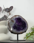 Amethyst & Agate Geode with Polished Shell on Metal Stand - MWS3106