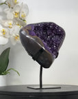 Natural Amethyst Geode with Agate Shell and Metallic Stand - MWS2464