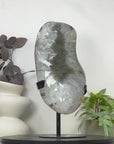 XXL Natural Green Sugar Quartz Specimen Statement Piece on Metal Stand - MWS3366