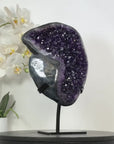 Deep Purple Amethyst Stone Geode Statement Piece on Stand - MWS3032