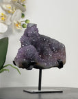 Natural Amethyst Stalactite Formation on Metal Stand – Elegant Crystal Display from Uruguay - MWS2408
