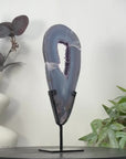 Natural Blue Banded Agate & Amethyst Geode Portal with Stand - MWS3242