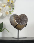 Natural Quartz Stone Heart Carving with Stand - HST0325