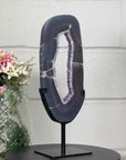 Agate Slice with Amethyst Crystals on Stand for Home Decor Display - MWS2674