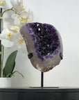 Amethyst Geode on Display Stand – Deep Purple Cluster with Natural Agate Edges - MWS2183