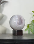 Quartz & Agate Sphere Geode with Druzy Interior - SPH0209