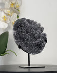 Black Amethyst on Metal Stand – Unique Statement Decor Piece - MWS2405