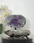 Large Amethyst & Green Jasper Jewelry Box on Metal Stand - MWS2993