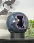 XXL Amethyst & Blue Banded Agate Sphere Geode - SPH0193