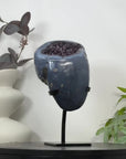 Polished Blue Agate & Amethyst Geode on Stand - MWS3186