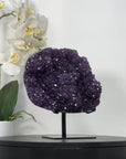 Deep Purple Amethyst Cluster on Metal Stand – Stunning Crystal Statement - MWS2737