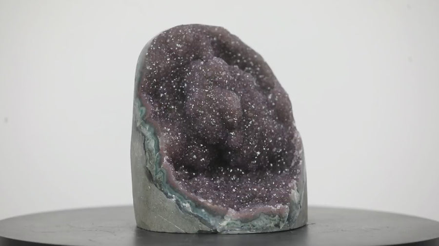 Natural Sparkly Druzy Amethyst with Jasper Shell - GQTZ0339