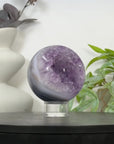 Amethyst & Blue Banded Agate Sphere Geode with Crystal Cavity - SPH0177