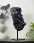 Natural Deep Purple Amethyst Cluster on Metal Stand - MWS3133