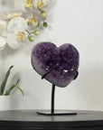Natural Amethyst Crystal Heart with Metal Stand - HST0345