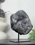 Grey Quartz Geode from Uruguay - Stand included - MWS3293