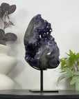 Amethyst Crystal Specimen on Metal Stand for Home Decor - MWS3066